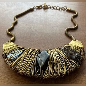 VINTAGE 80’s Wired Wrapped Gemstones Designer Necklace